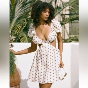 SABO Eilish Cutout Puff Sleeve Dress Dusty Floral Size XS